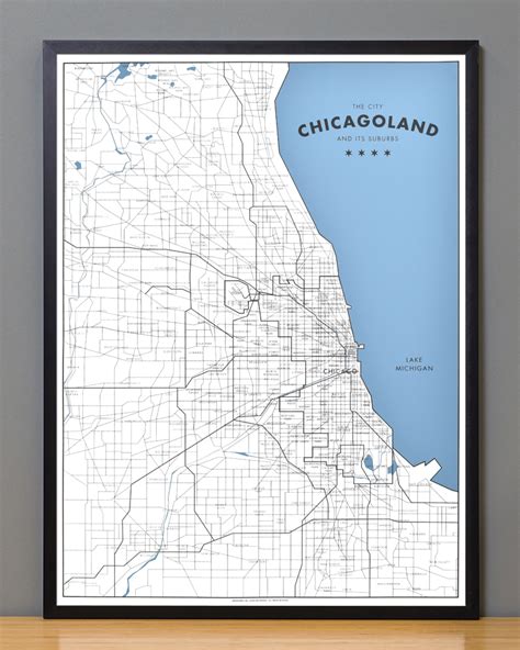 Chicagoland - a Map of Chicago and its Suburbs 18" x 24" Poster