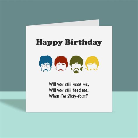 Beatles Lyrics Inspired Birthday Card Greetings Card - Etsy Canada