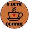 I Love Coffee Brown Circle Decal - U.S. Custom Stickers