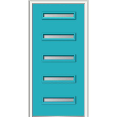 Milliken Millwork 36 in. x 80 in. Davina Frosted Glass Right-Hand 5-Lite Modern Style Painted ...