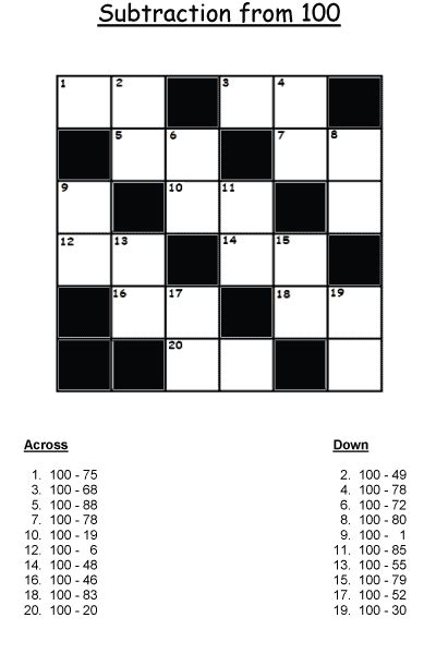 Free Crossword Puzzles Math