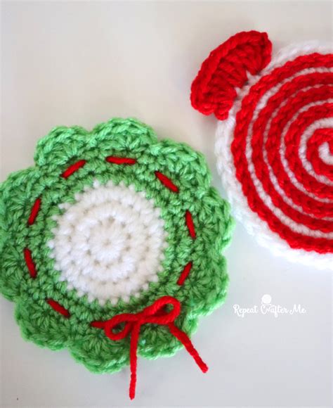 Crochet Christmas Coasters - Repeat Crafter Me