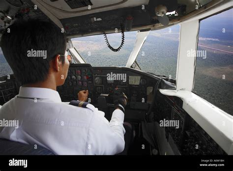 Cockpit of turbo-prop airplane Stock Photo - Alamy