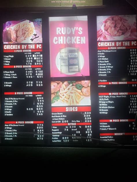 Menu at Rudy's Chicken fast food, Dallas