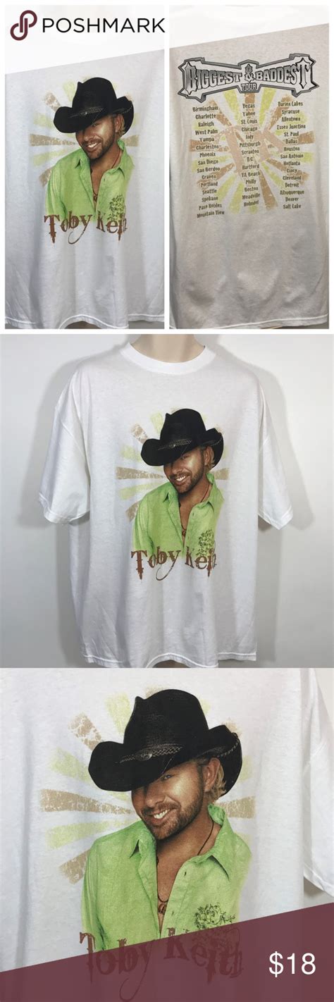 Toby Keith Tour Tshirt Biggest & Baddest Distress Fantastic t shirt for country fans. White Toby ...