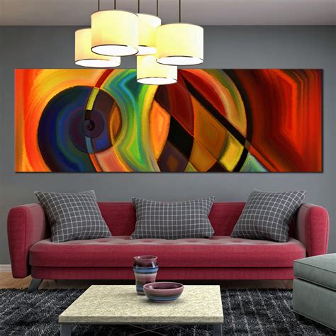 Panoramic Abstract Art Composition Canvas Prints, Wall Art Colorful 1 Piece Abstract Circle ...