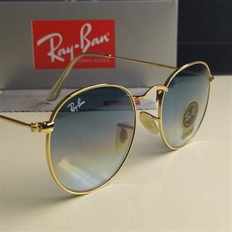 Ray-ban Round Rb3447 Azul Degrade Lentes com Proteção Uv400 | Óculos ...