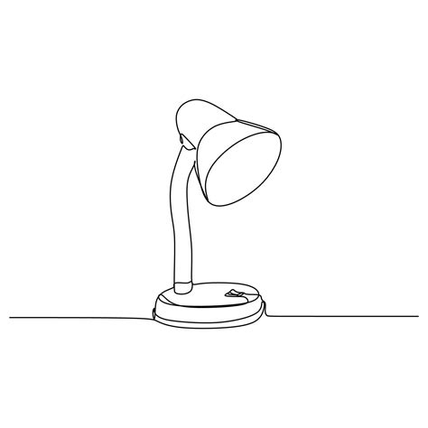 one line drawing continuous design of desk lamp on white background ...