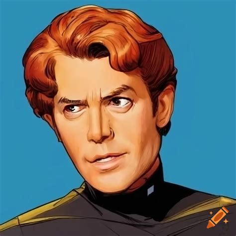 Pulp comic art of david caruso as starship captain on Craiyon