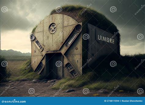 Bunker. Entrance To Underground Military Bunker. Armored Heavy Metal Door in Old Underground ...