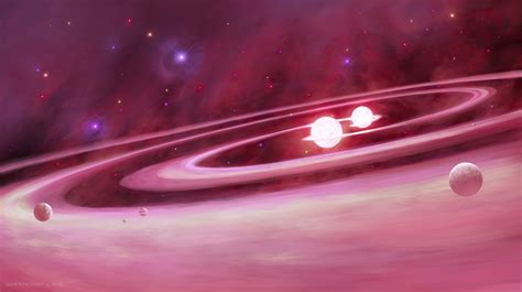 Pink Planets In Space