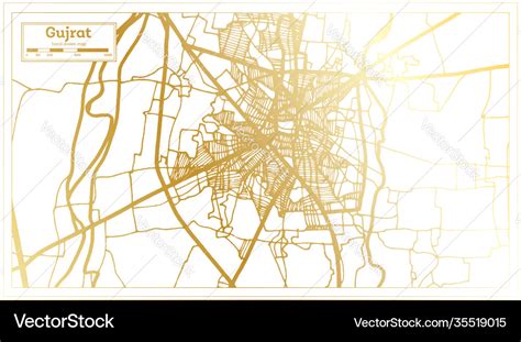 Gujrat pakistan city map in retro style in golden Vector Image