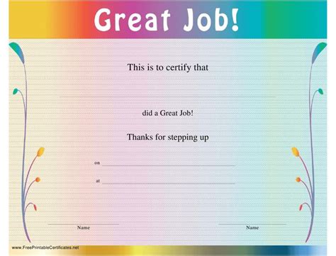 Great Job Certificate Template Download Printable Pdf With Regard To ...