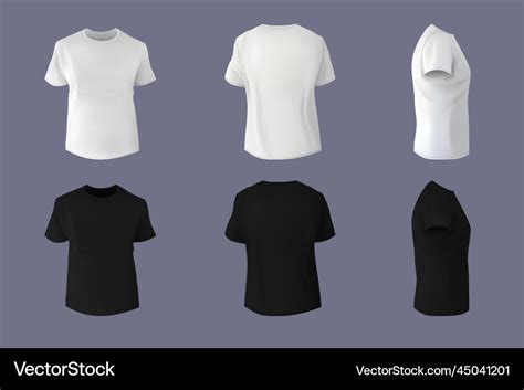 Black and white blank t-shirt mockup front back Vector Image