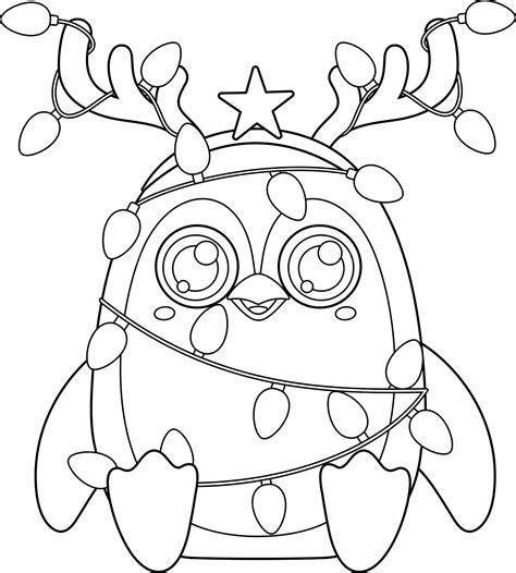 Premium Vector | Outlined cute christmas penguin cartoon character with ...