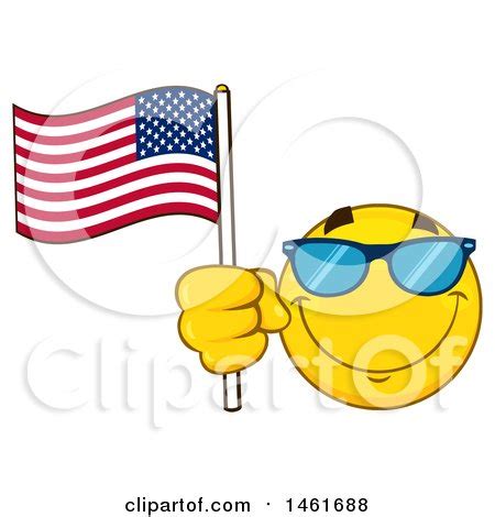 Clipart of a Emoji Smiley Face Waving an American Flag - Royalty Free Vector Illustration by Hit ...