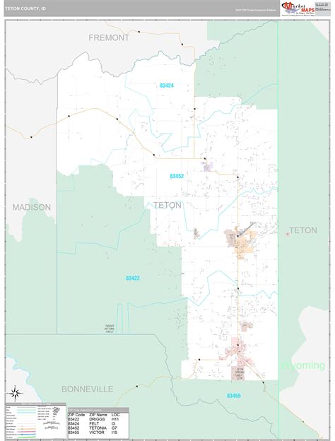 Teton County, ID Wall Map Premium Style by MarketMAPS - MapSales