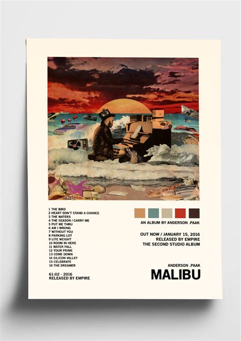 Anderson .Paak 'Malibu' Album Art Tracklist Poster – The Indie Planet