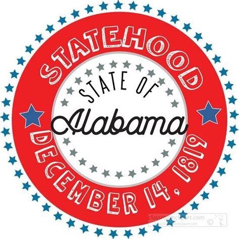 Alabama State Clipart-Alabama Statehood 1819 date statehood round style ...