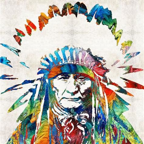 Colorful Native American Art PRINT From Painting Primary Colors Chief ...