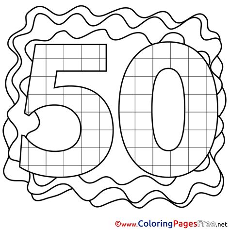 50 Years free Colouring Page Happy Birthday