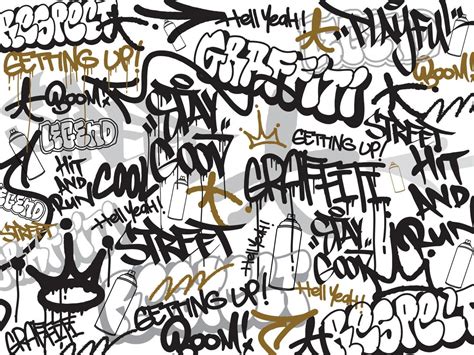 Vector illustration of graffiti background. Seamless Graffiti Art textures in a hand-drawn style ...