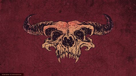 skull, Demon, Satanic, Horns, Artwork, Fantasy Art, Red, Angryblue Wallpapers HD / Desktop and ...