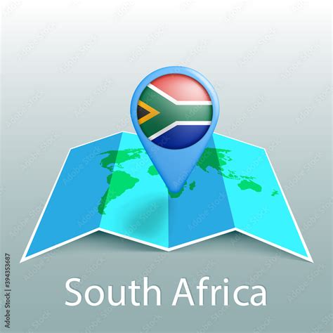 South Africa flag world map in pin with name of country Stock Vector ...