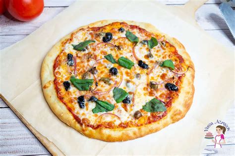 Olive Pizza with Red Onions - Veena Azmanov