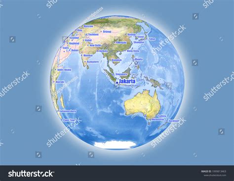 Vektor Stok Jakartaindonesia Shown On Vector Globe Map (Tanpa Royalti ...