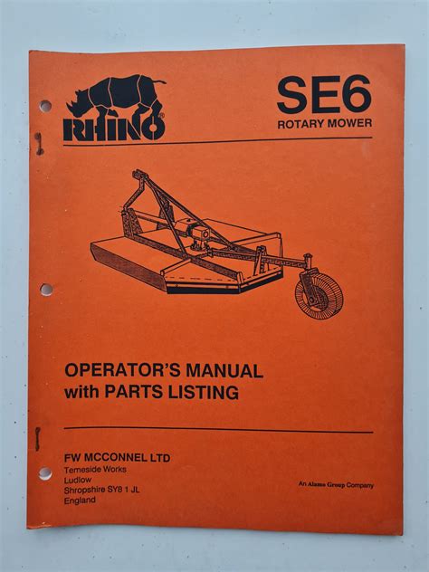 Rhino SE6 Rotary Mower Parts & Operators Manual - SPS Parts