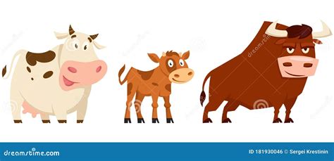 Cow Family in Cartoon Style. Stock Vector - Illustration of domestic ...