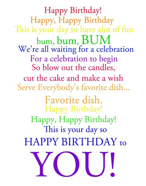 Happy Birthday To You Lyrics English | The Cake Boutique