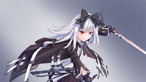 White Hair Anime Girl With Sword Black Dress And Bow 4K HD Anime Girl ...