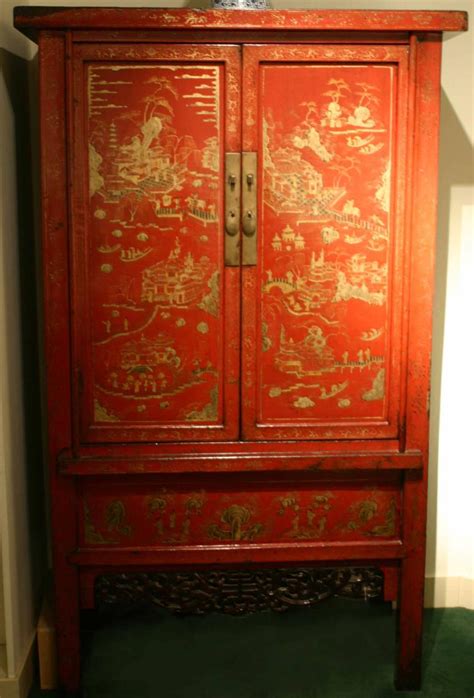 A pair of red lacquer cabinets Antique Chinese Furniture Qing Dynasty | ArtListings