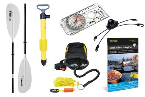 Safety gear for kayak expeditions Stockholm Archipelago