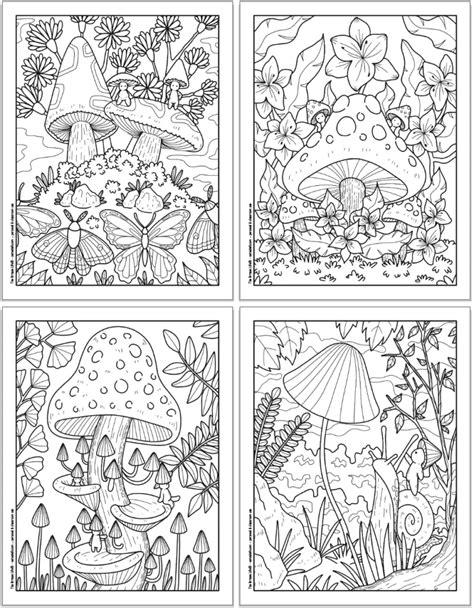 Free Printable Cute Forest Mushroom Coloring Pages - The Artisan Life