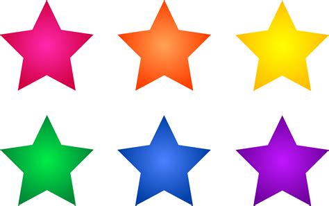 Six multi-colored stars drawn in parallel free image download