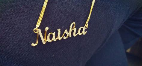 Stylish Locket Gold Jewellery Your Name Naisha.