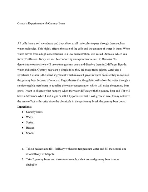 Osmosis experiment - This highly affects the state of the cells and the ...