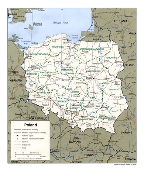 Detailed political and administrative map of Poland with roads ...