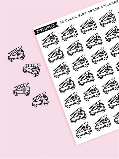 42 Clear Fire Truck Stickers Fire Truck Planner Stickers - Etsy