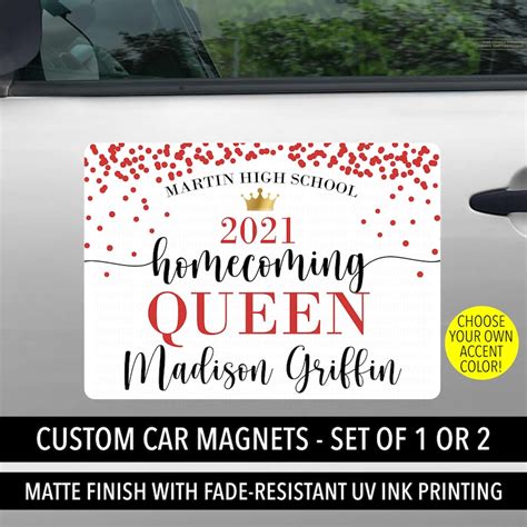 Homecoming Queen Car Sign Homecoming Parade Car Magnet - Etsy