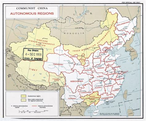 Large detailed autonomous regions map of Communist China - 1959 | China ...