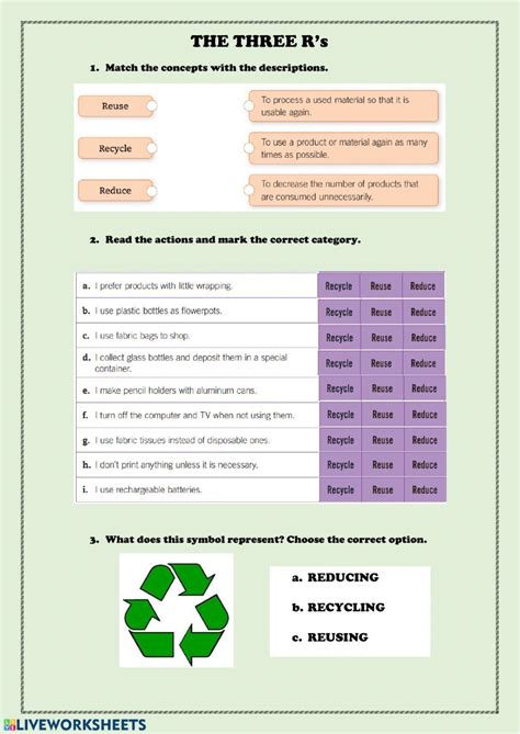 THE THREE R's - Interactive worksheet | The three rs, R words, Worksheets