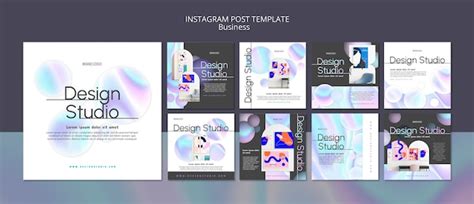 Free PSD | Gradient design studio instagram posts template