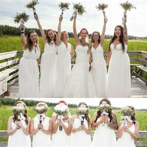 Ivory Bridal Party Bridesmaids in White, so beautiful. Barefoot handfasting wedding, professio ...