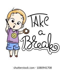 Take Break Cute Cartoon Kids Vector Stock Vector (Royalty Free) 1080941708 | Shutterstock