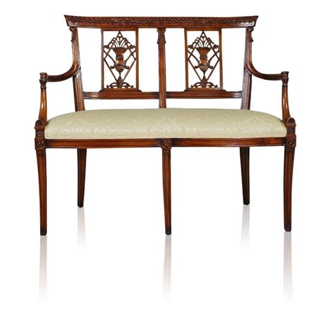 THOMAS CHIPPENDALE REPRODUCTION HAND CARVED SOLID MAHOGANY TWO SEAT ...