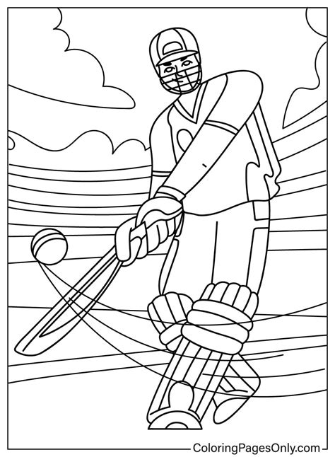 Cricket Hook Shot - Free Printable Coloring Pages